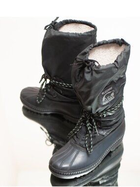 Vintage 90s Sorel Blizzard Tall Boots Black Duck Womens 10 Lined Gorpcore Winter